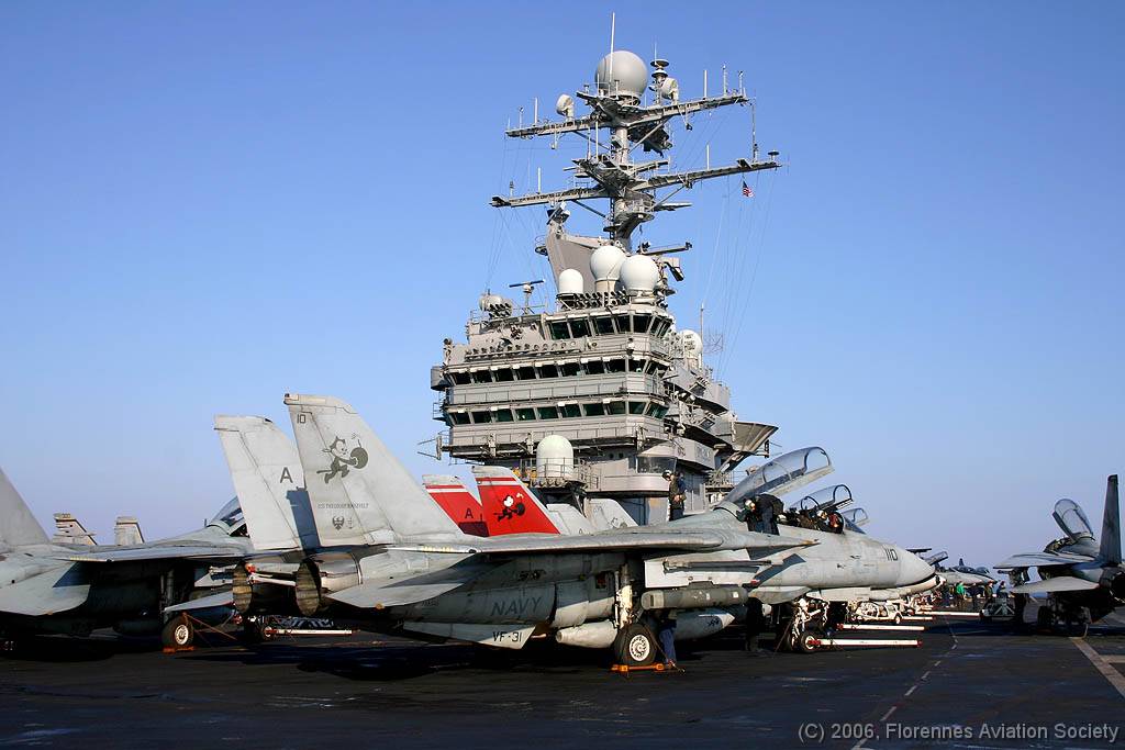 05 CVN71060221 F-14D 164346 AJ-110 DK 01 F-14D 164346/AJ-110 of VF-31 - USS Theodore Roosevelt, 21 February 2006 (C) Didier Kories